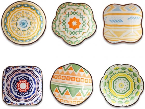 Soy Sauce Dish, Dipping Bowls Sets of 6, 1.2 Oz Porcelain Dip Serving Bowls & Bowl, Small Bowls for Side Dishes, Sushi, Sauce, Ingredient, Mini Tiny Bowls(Mixed)