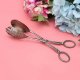 Stainless Steel Food Serving Small Tongs,Kitchen Utensils Multi Functional Clamp Non Slip Cooking Baking Bread Food Clip,Vintage Metal Food Tong (Red Copper Plating)