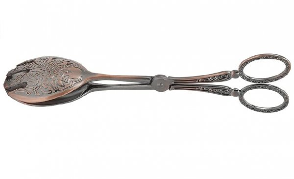 Stainless Steel Food Serving Small Tongs,Kitchen Utensils Multi Functional Clamp Non Slip Cooking Baking Bread Food Clip,Vintage Metal Food Tong (Red Copper Plating)