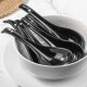 Soup Spoon, Black Ceramic Spoon Set of 6, Chinese Soup Spoon, 6.75" Ramen Spoon, Deep Oval Hook Design, Dishwasher Safe